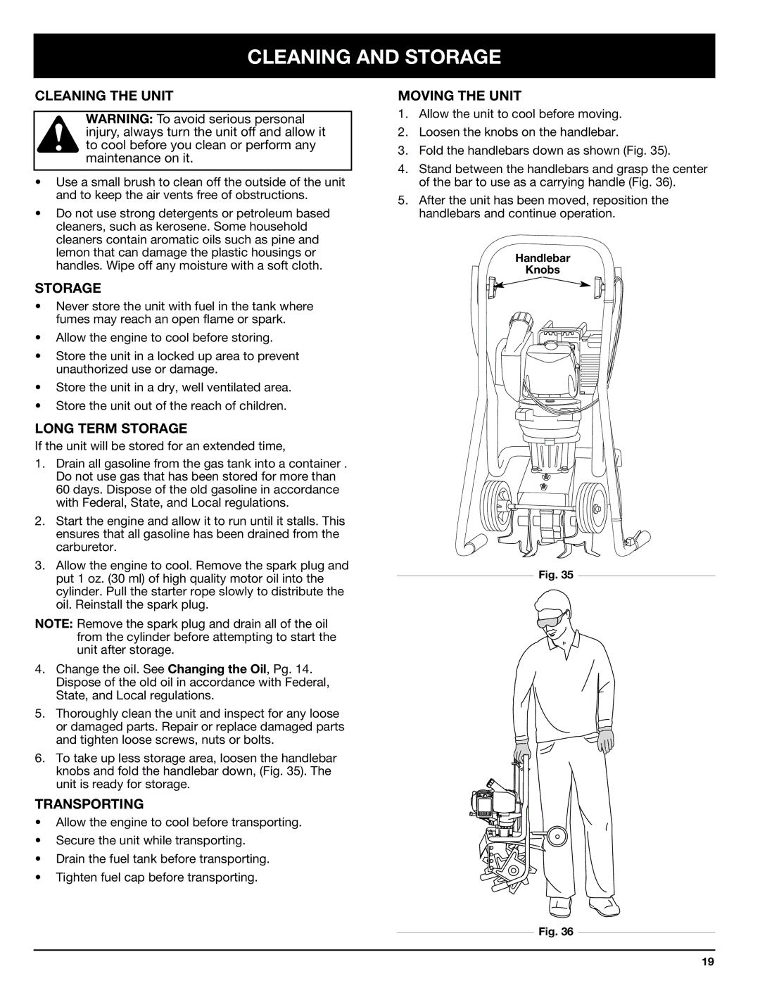 Ryobi Outdoor 510r manual Cleaning and Storage 