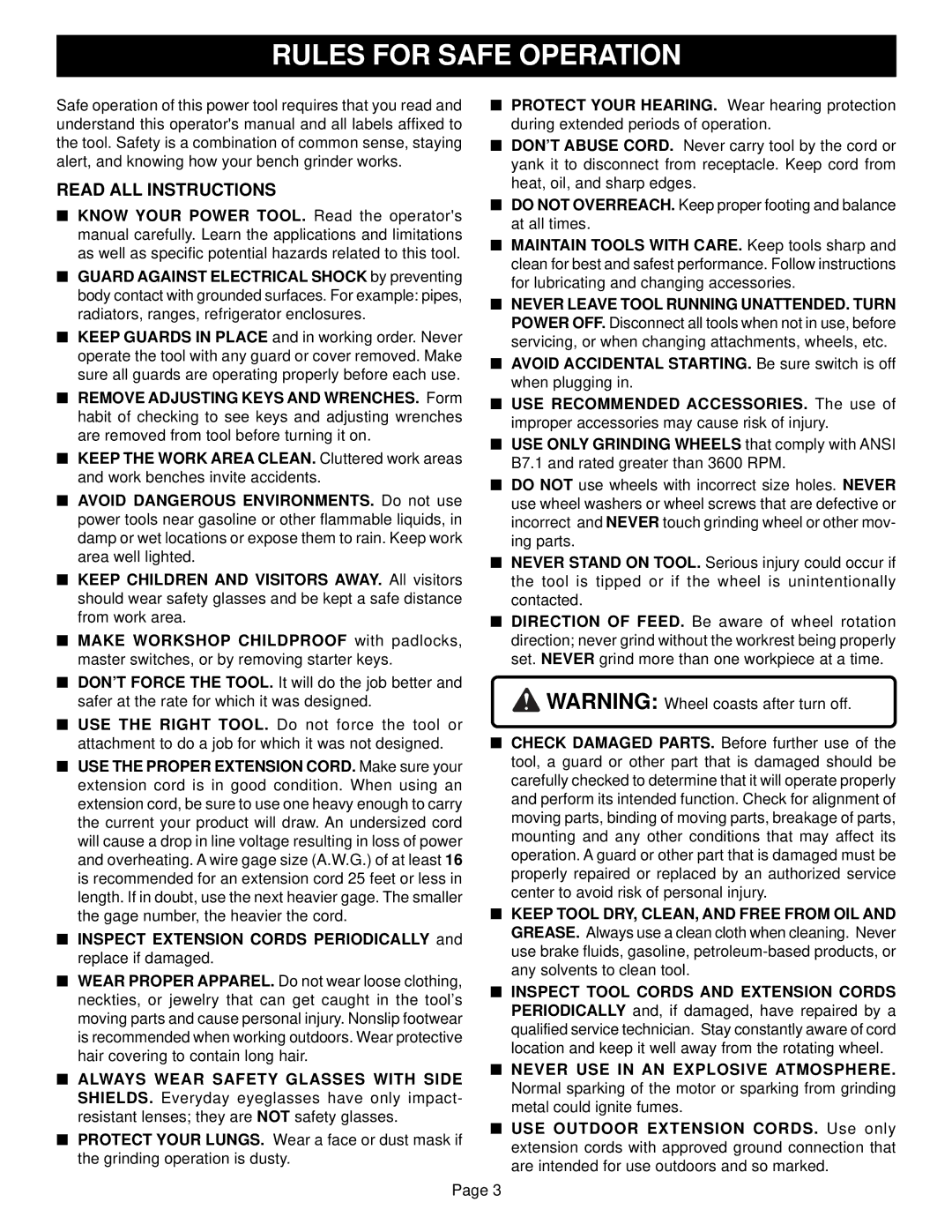 Ryobi Outdoor BGH826 warranty Rules for Safe Operation, Read ALL Instructions 