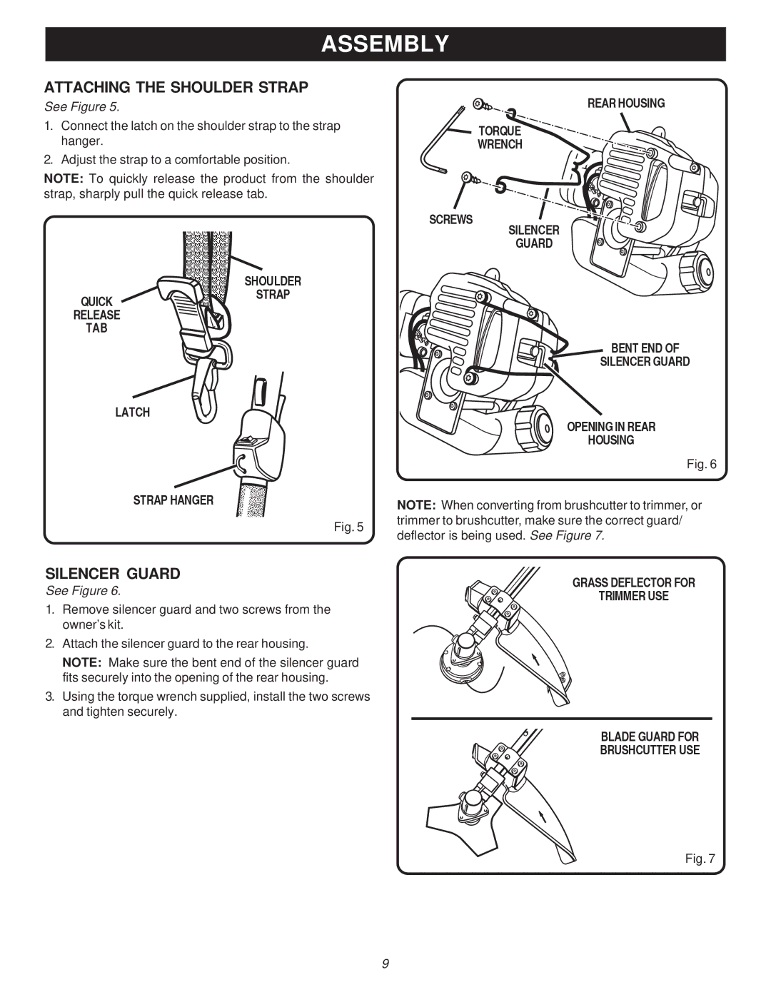 Ryobi Outdoor PBC3046E, RY70105 manual Attaching the Shoulder Strap, Silencer Guard 