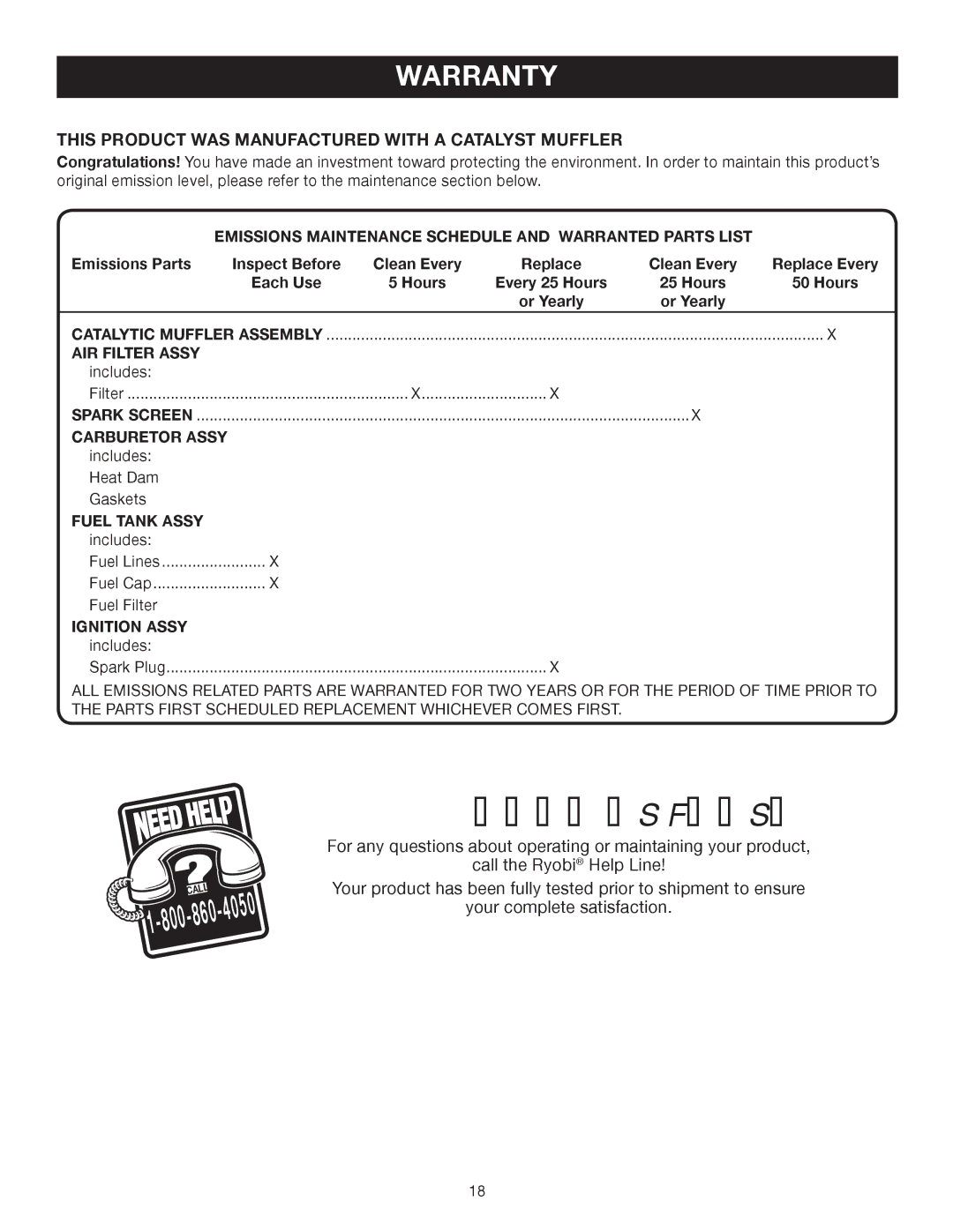 Ryobi Outdoor RY08570 manual This Product WAS Manufactured with a Catalyst Muffler 