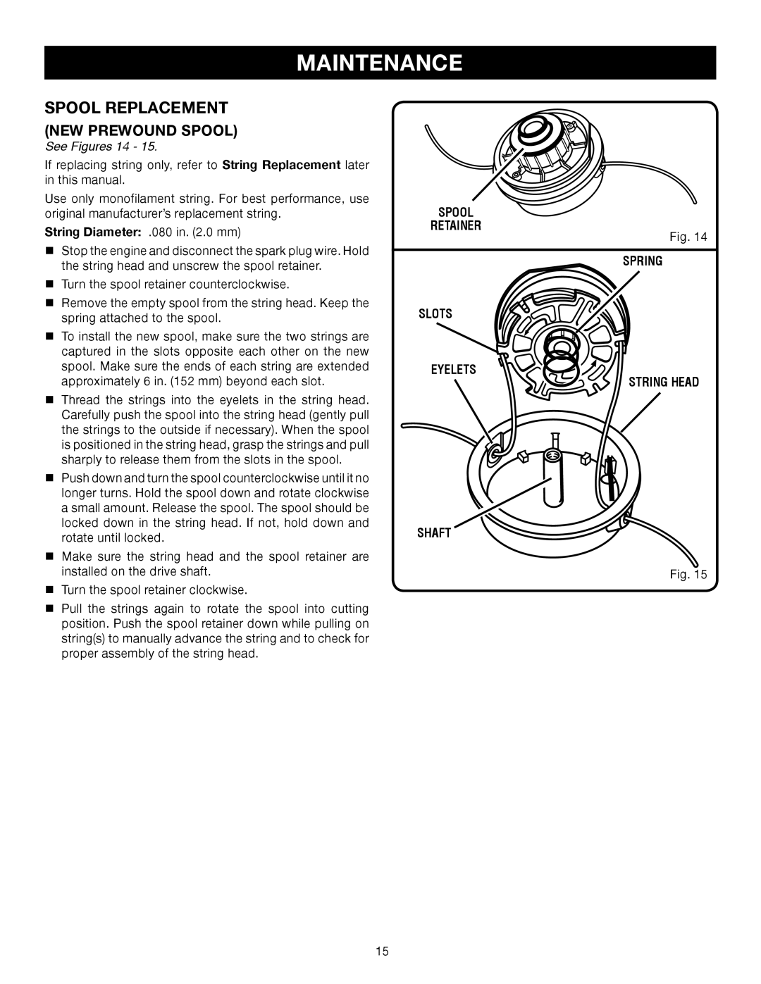 Ryobi Outdoor RY30130, RY30120 NEW Prewound Spool, See Figures 14, Spool Retainer Spring Slots Eyelets String Head Shaft 