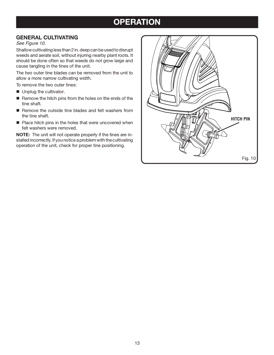 Ryobi Outdoor RY46501A manual General Cultivating 