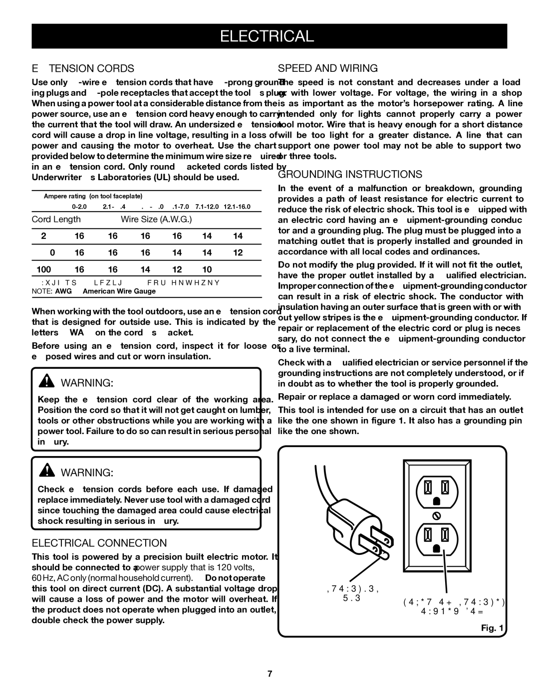 Ryobi Outdoor RY49701 manual Extension Cords, Speed and Wiring, Grounding Instructions, Electrical Connection 