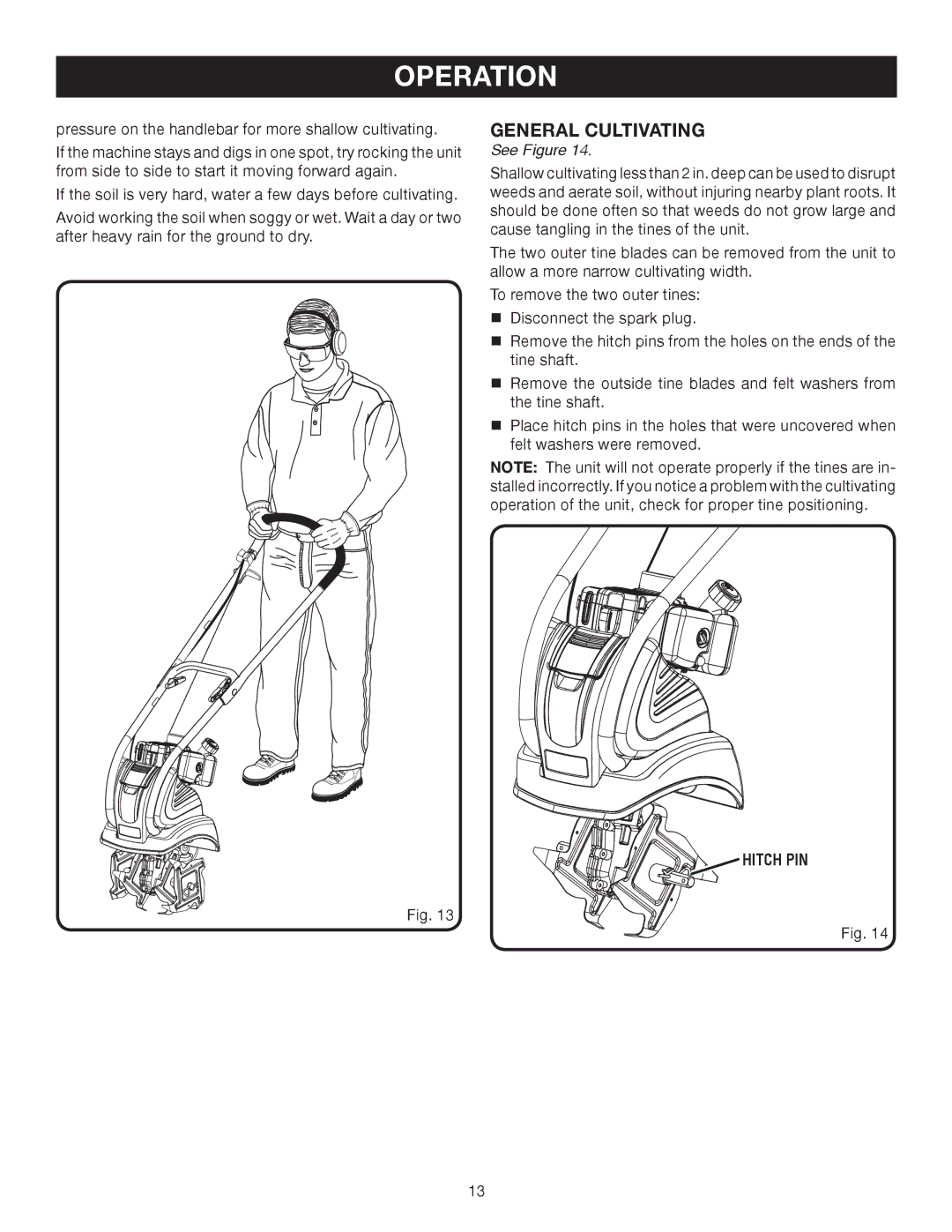 Ryobi Outdoor RY60511A manual General Cultivating 