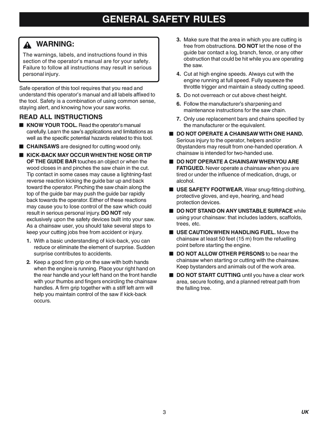 Ryobi Outdoor RY74003D manual General Safety Rules, Read ALL Instructions 