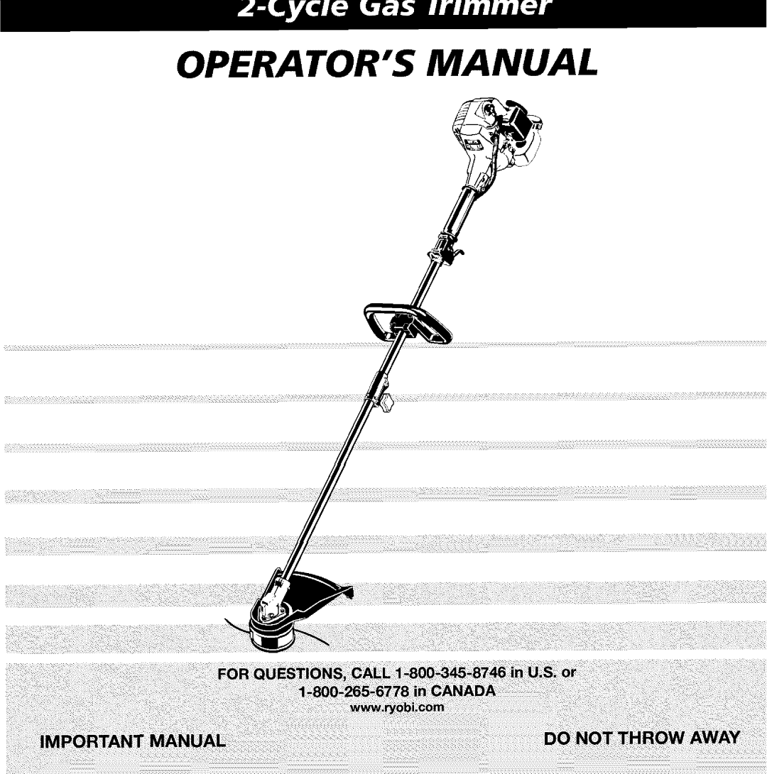 Ryobi Outdoor Trimmer manual Operators Manual 