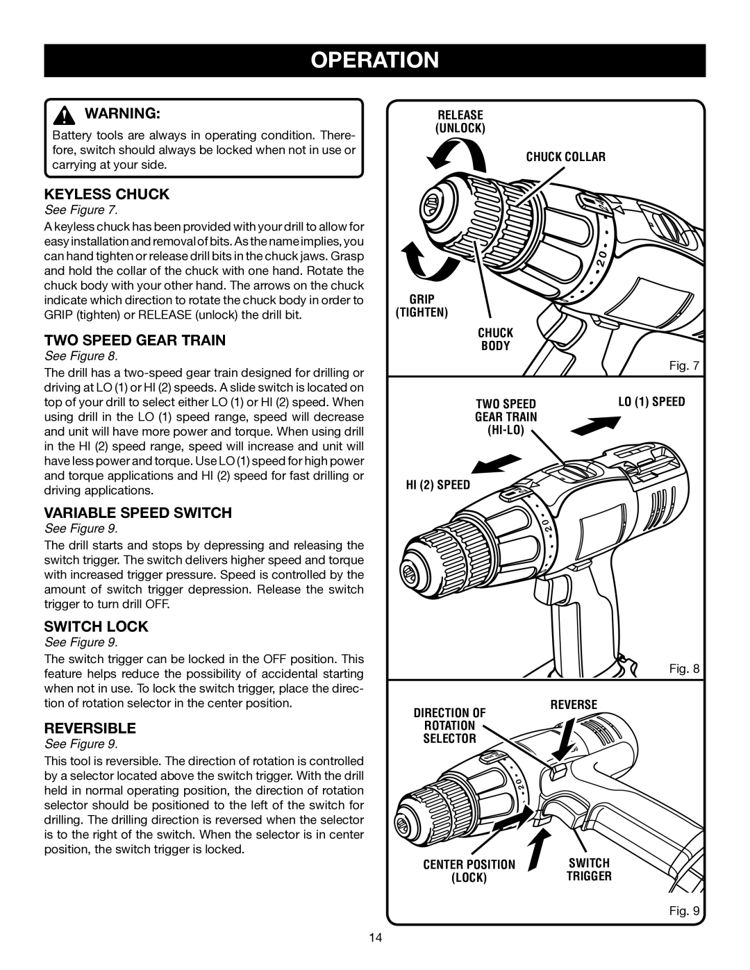 Ryobi P200 manual TWO Speed Gear Train, Reversible 