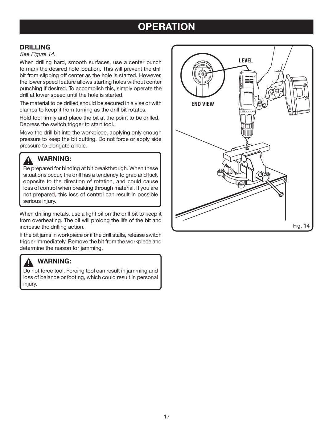 Ryobi P200 manual Drilling, END View 