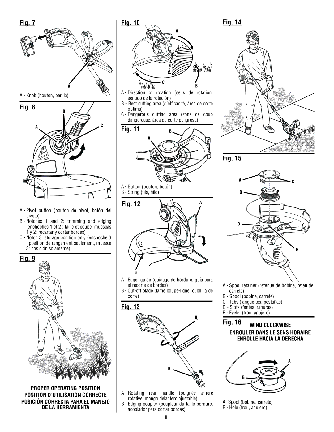 Ryobi P2001 manuel dutilisation Position D’UTILISATION Correcte, Enrouler Dans LE Sens Horaire Enrolle Hacia LA Derecha 