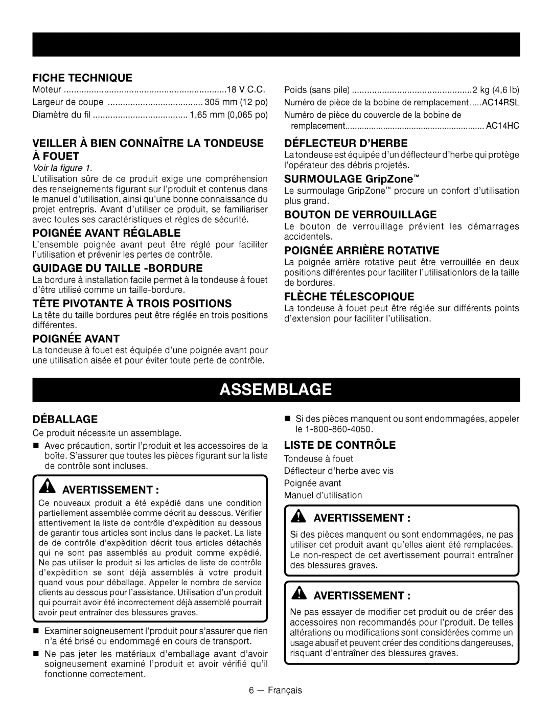 Ryobi P2002 manuel dutilisation Assemblage 