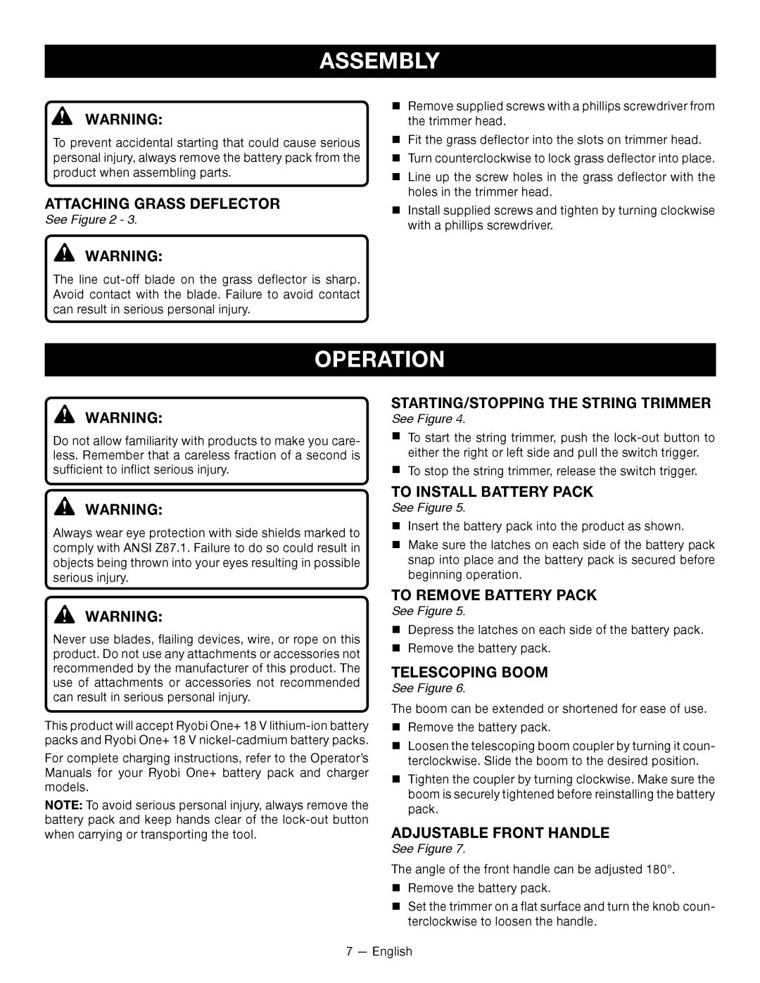 Ryobi P2005 manuel dutilisation Operation, Assembly, See Figure 