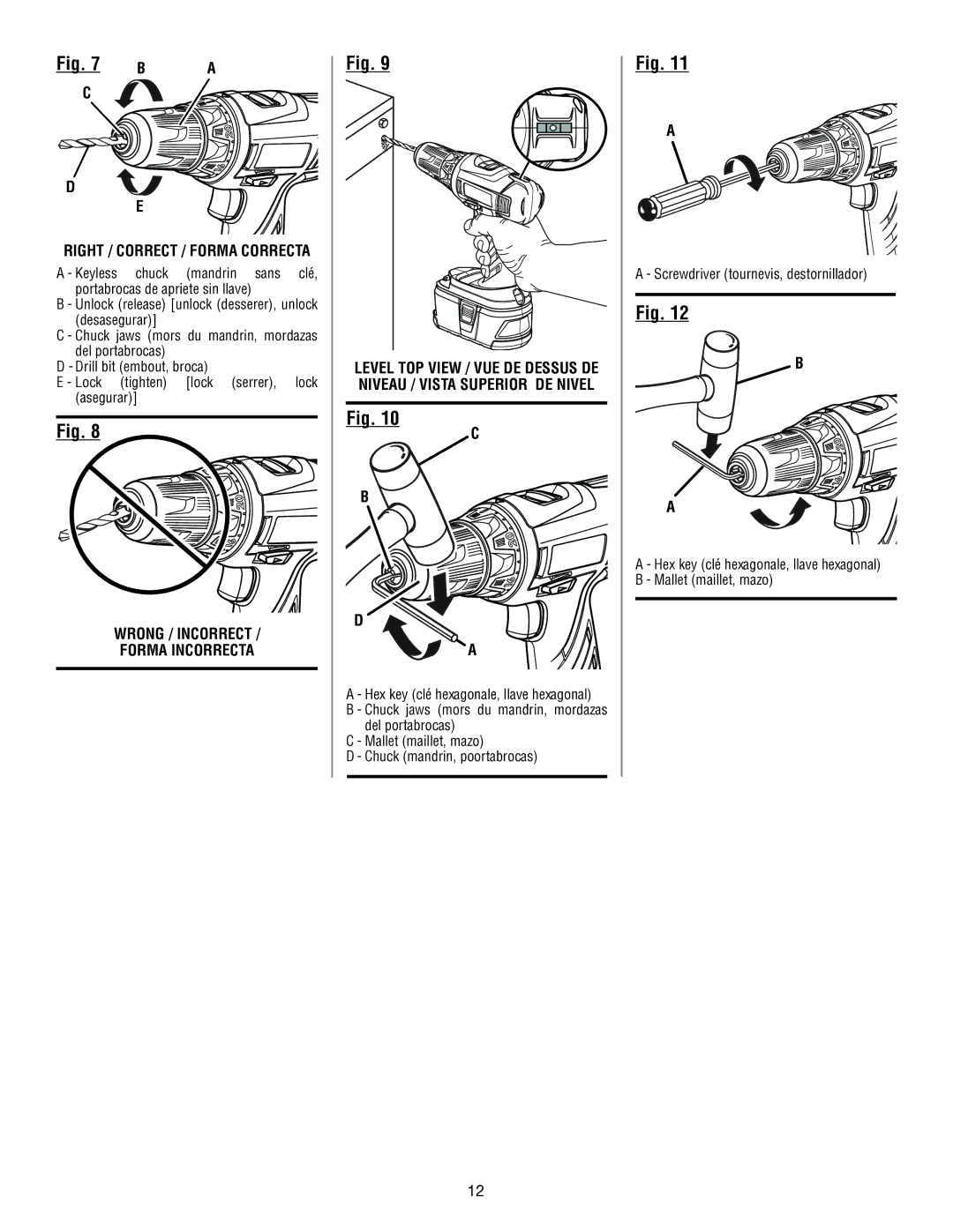 Ryobi P202 manuel dutilisation Wrong / Incorrect, Forma Incorrecta 