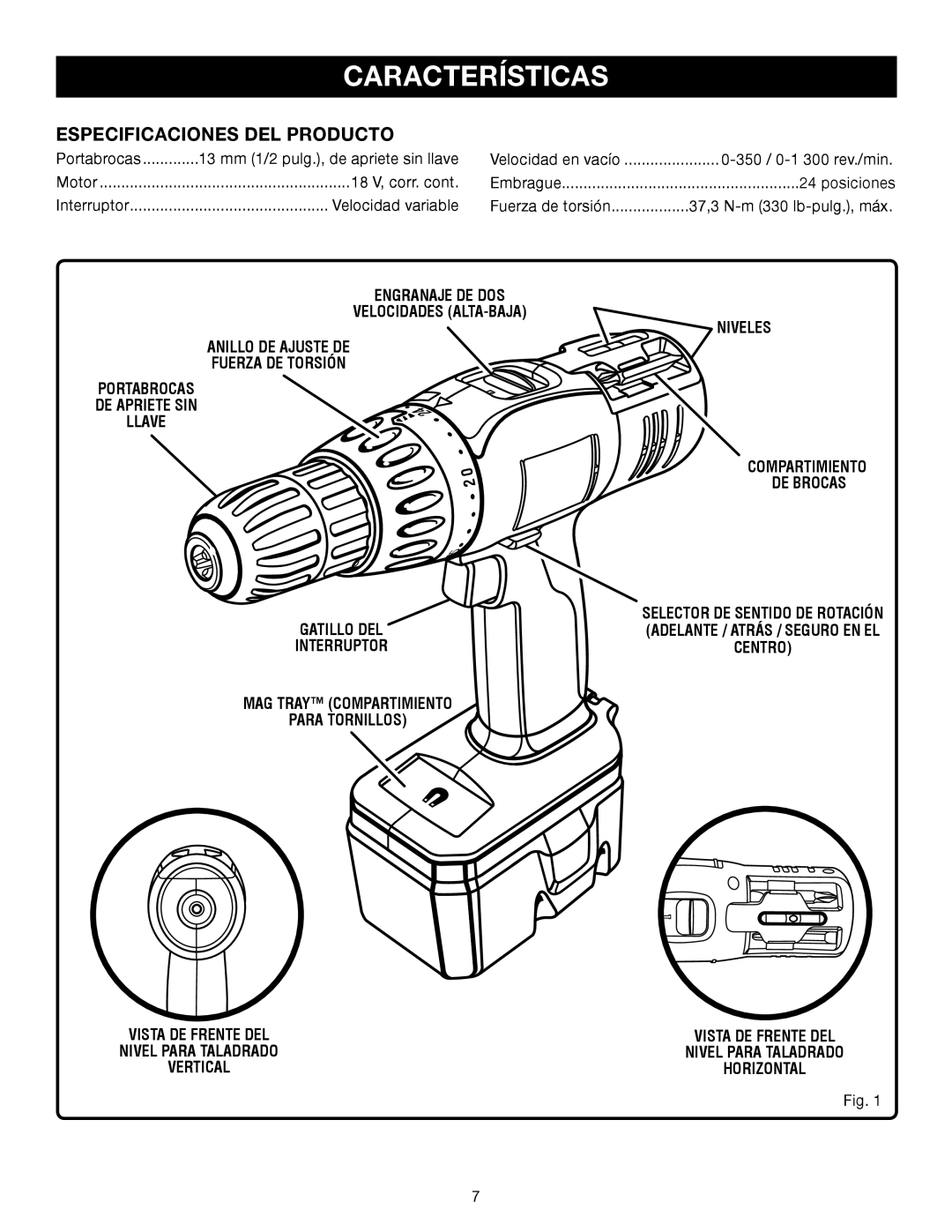 Ryobi P206 manual Características, Especificaciones DEL Producto, Engranaje DE DOS Velocidades ALTA-BAJA 