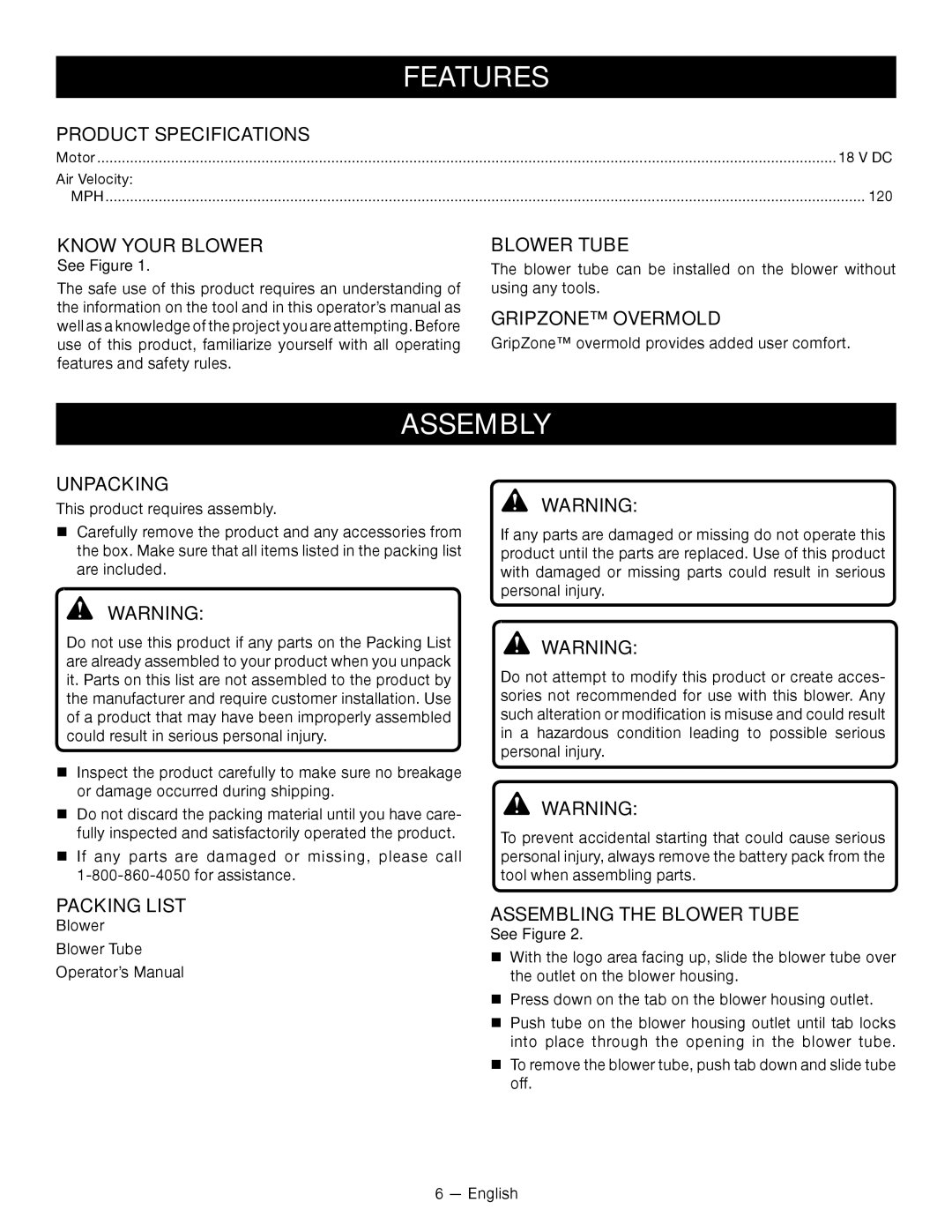 Ryobi P2105 manuel dutilisation Assembly 