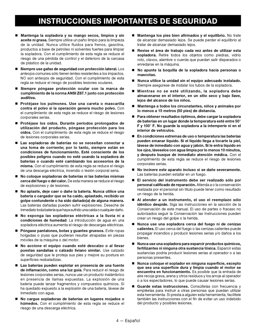 Ryobi P2105 manuel dutilisation Instrucciones Importantes De Seguridad, Español 