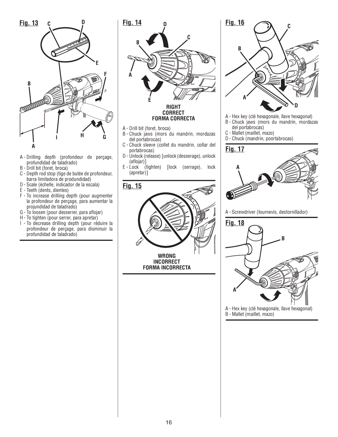 Ryobi P211 manuel dutilisation Right, Correct Forma correcta 