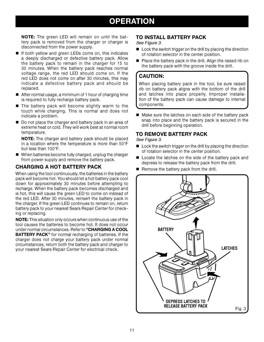 Ryobi P240 manual Charging a HOT Battery Pack, To Install Battery Pack, To Remove Battery Pack 