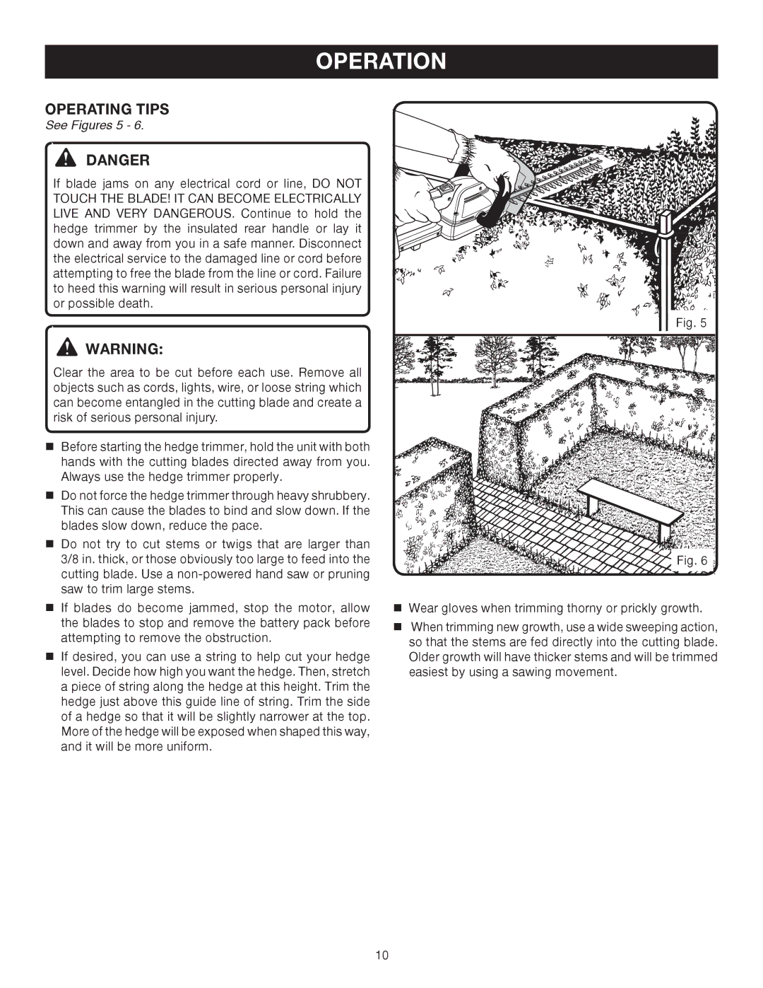 Ryobi P2600A manual Operating Tips, See Figures 5 