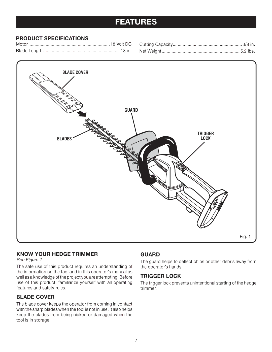 Ryobi P2600A manual Features 