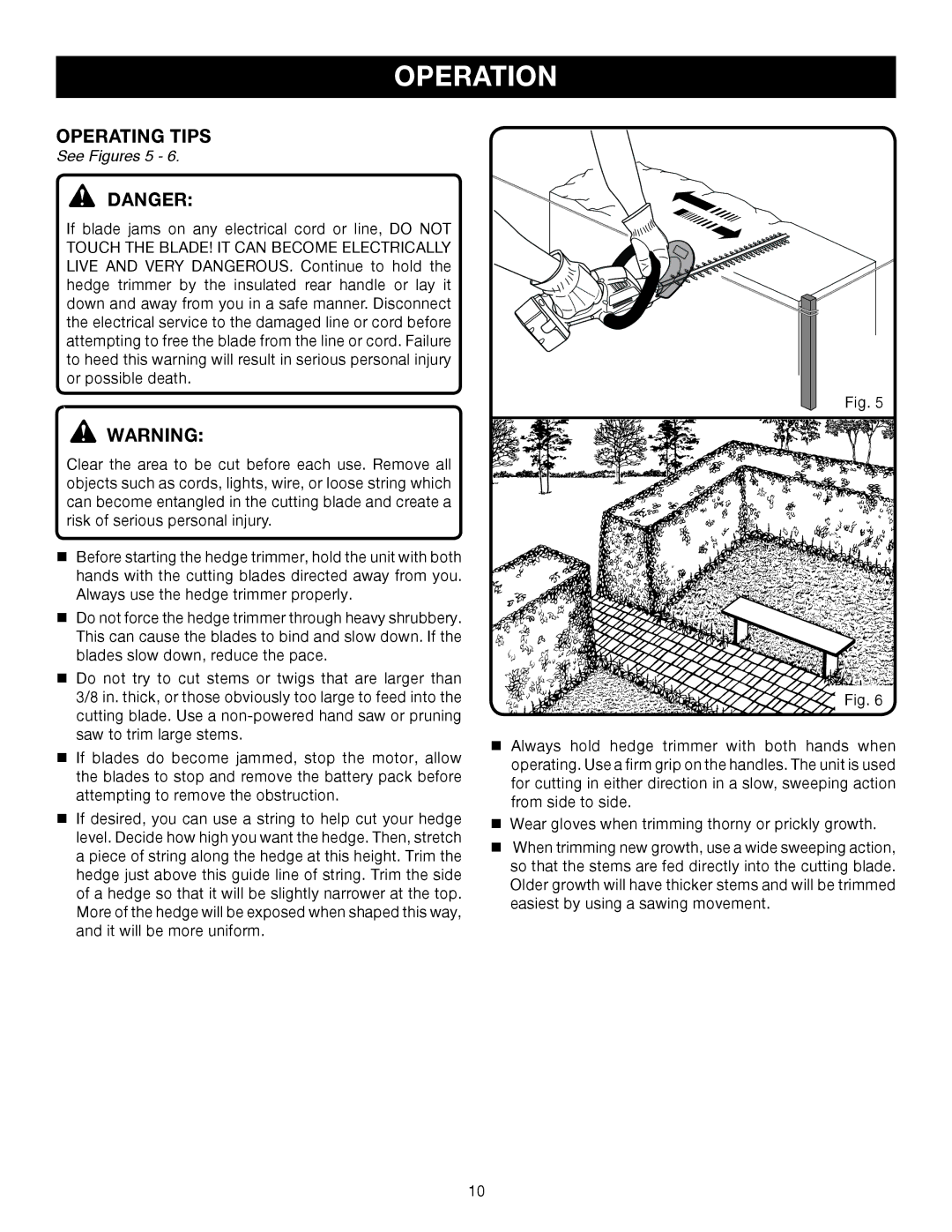 Ryobi P2601 manual Operating Tips, See Figures 5 