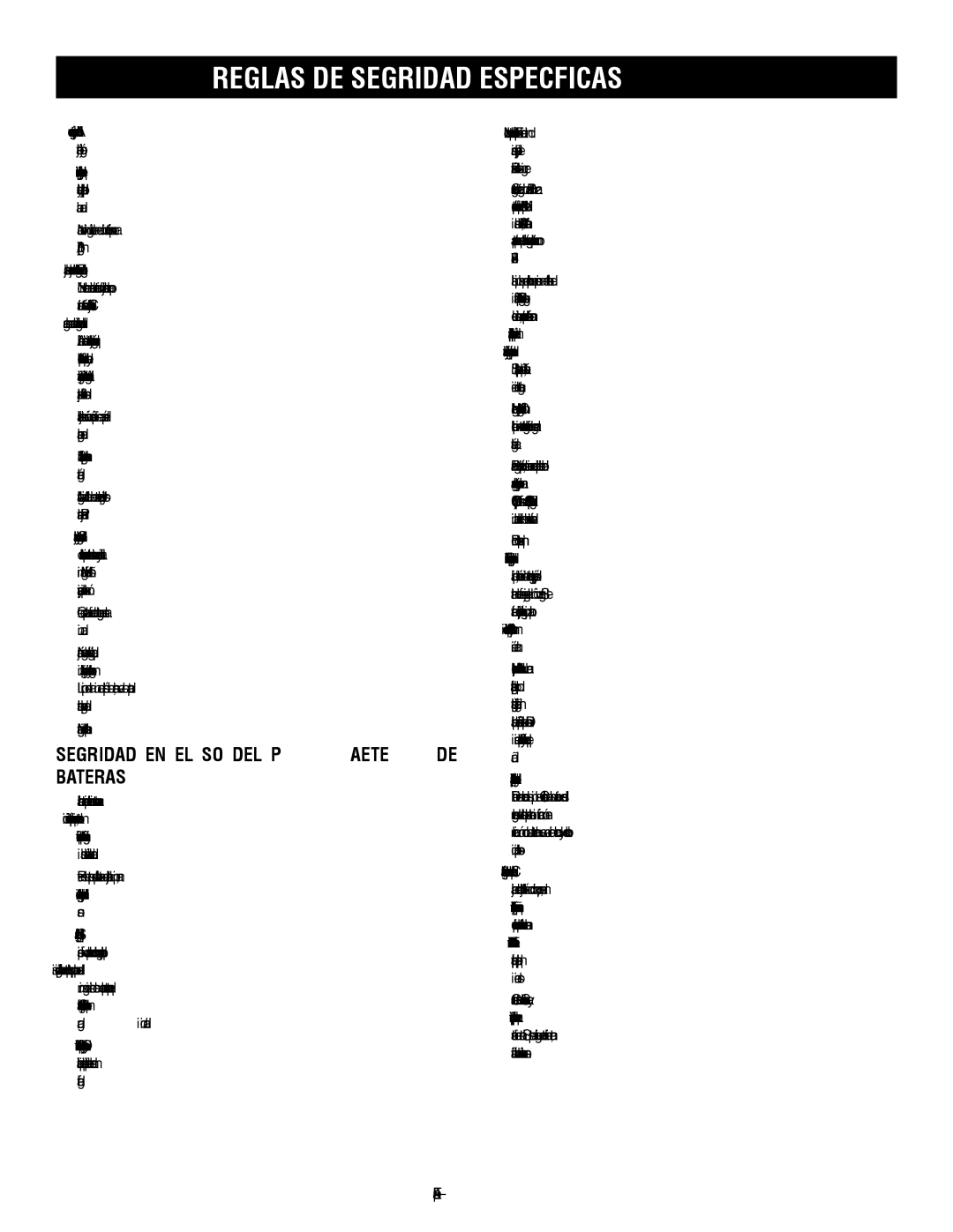 Ryobi P2603 manuel dutilisation Reglas DE Seguridad Específicas, Seguridad EN EL USO DEL Paquete de baterías 
