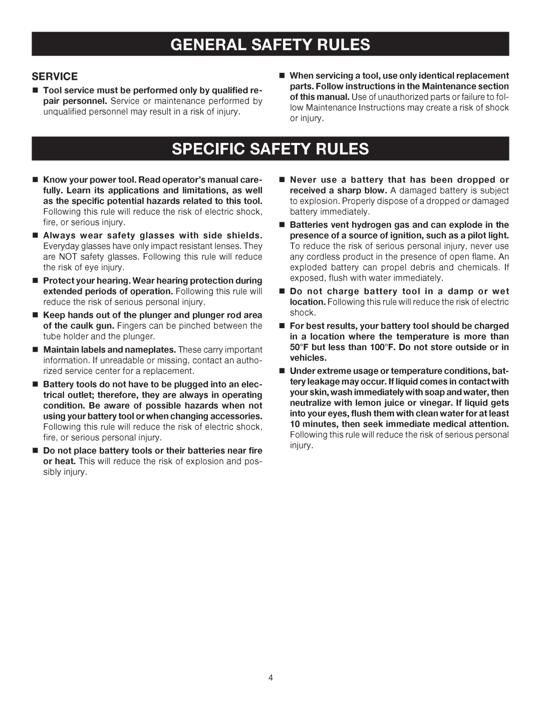 Ryobi P310 manual Specific Safety Rules, Service 