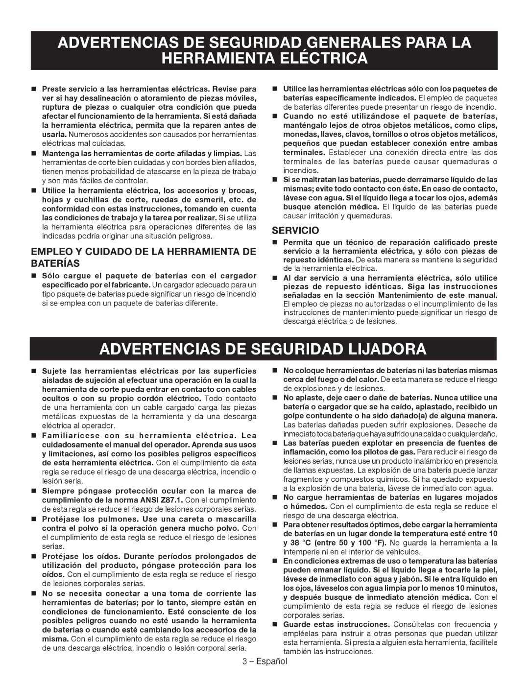 Ryobi P410 manuel dutilisation Empleo Y Cuidado DE LA Herramienta DE Baterías, Servicio 