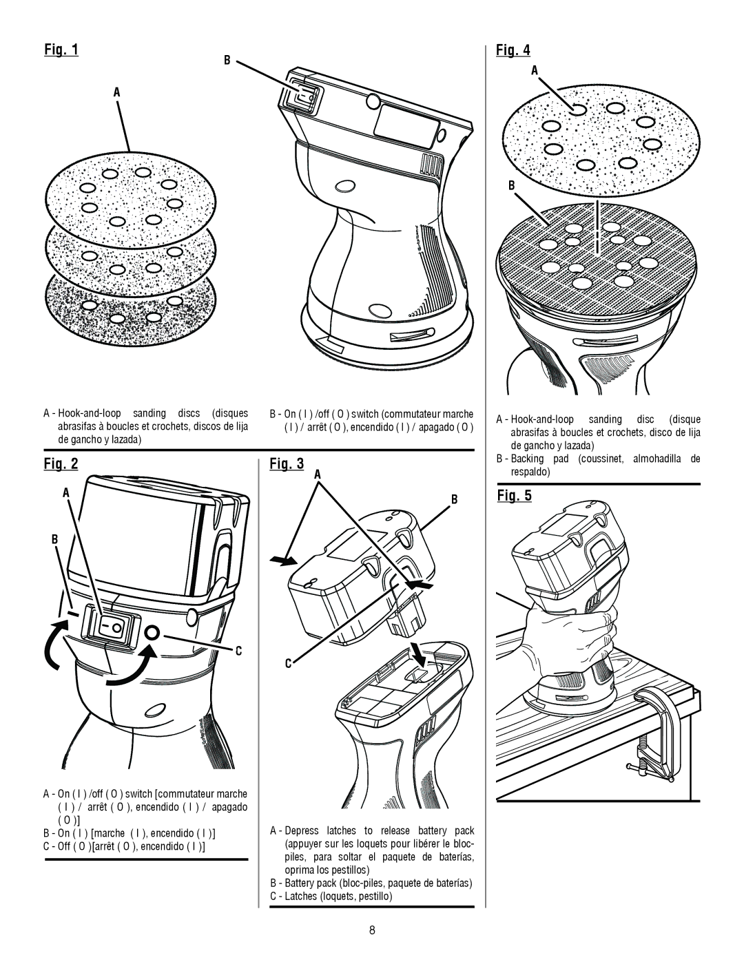 Ryobi P410 manuel dutilisation Hook-and-loop sanding discs disques 