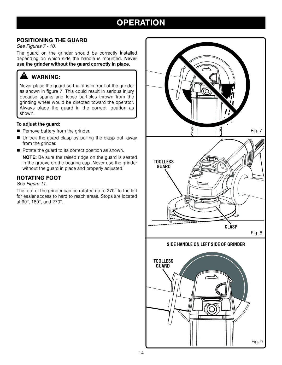 Ryobi P420 manual Positioning the Guard, See Figures 7 