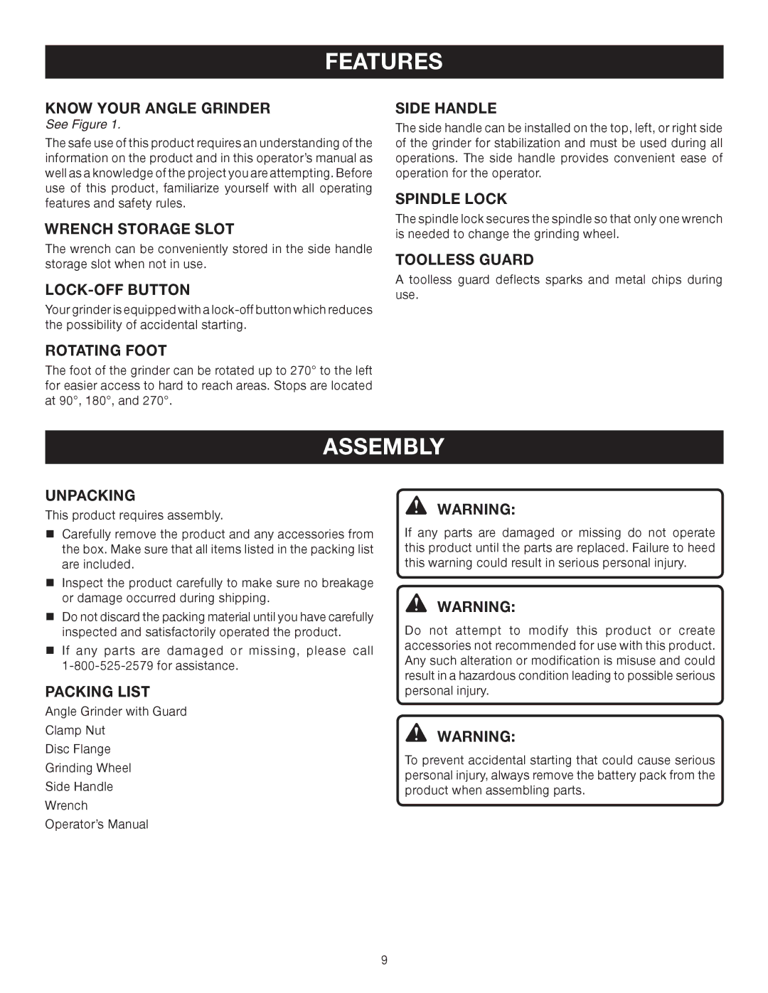 Ryobi P420 manual Assembly 