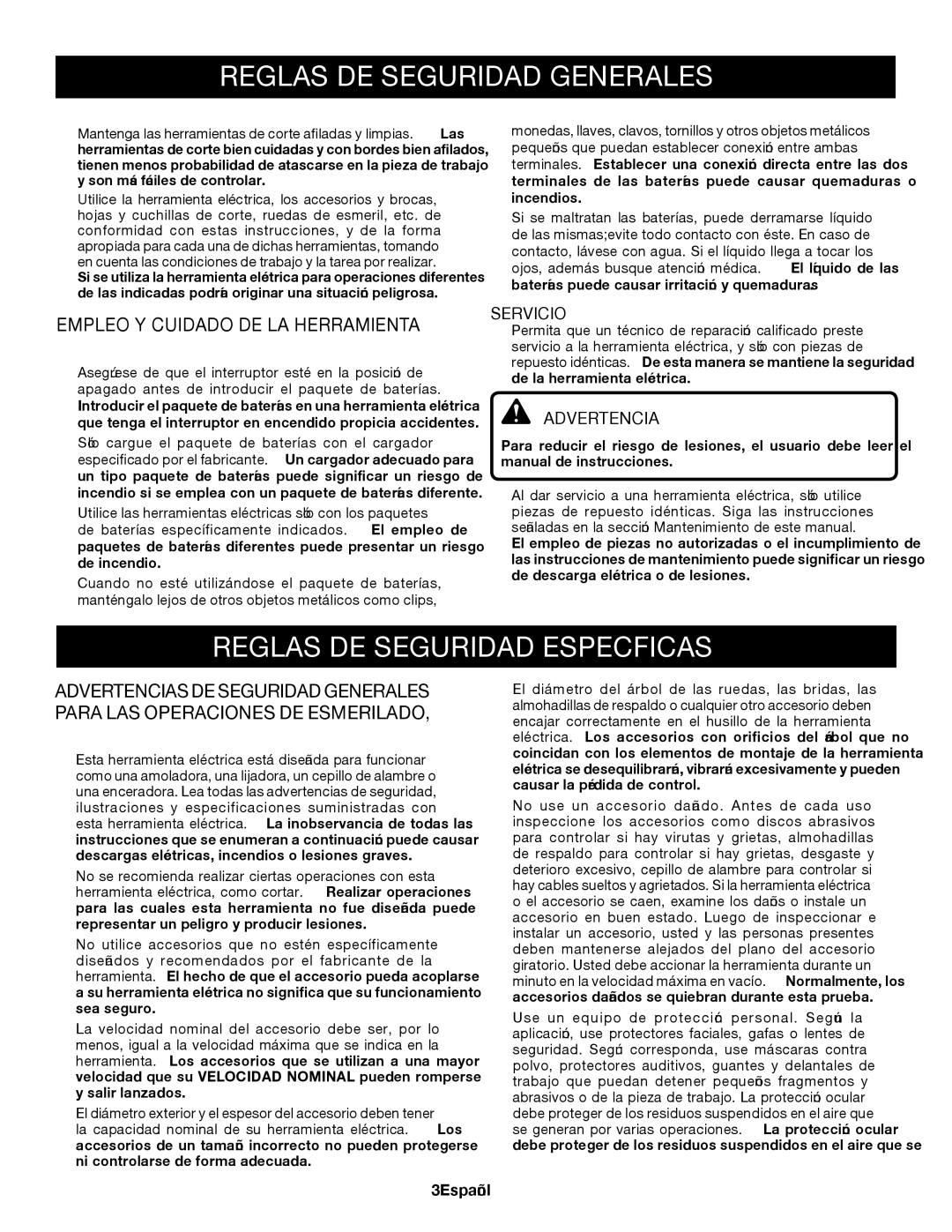 Ryobi P421 Reglas DE Seguridad Específicas, Empleo Y Cuidado DE LA Herramienta DE Baterías, ¡Advertencia 