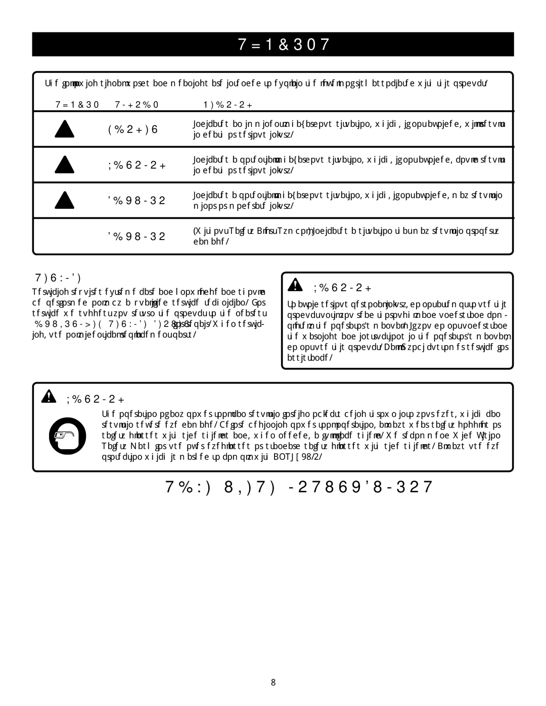 Ryobi P430 manual Service, Symbol Signal Meaning 