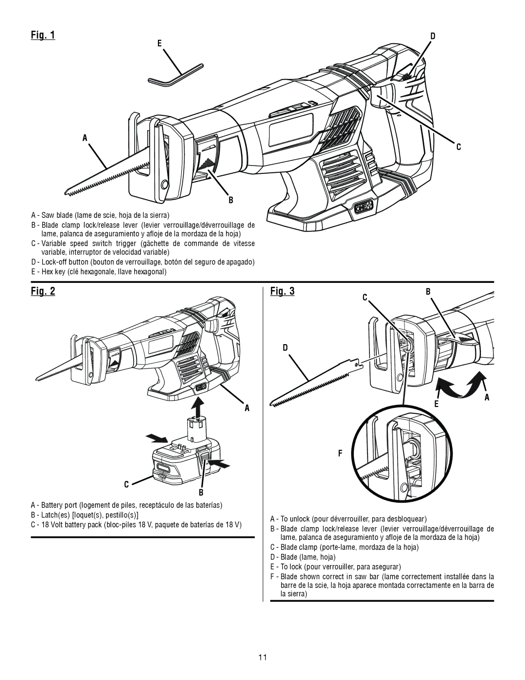 Ryobi P514 manuel dutilisation Saw blade lame de scie, hoja de la sierra 