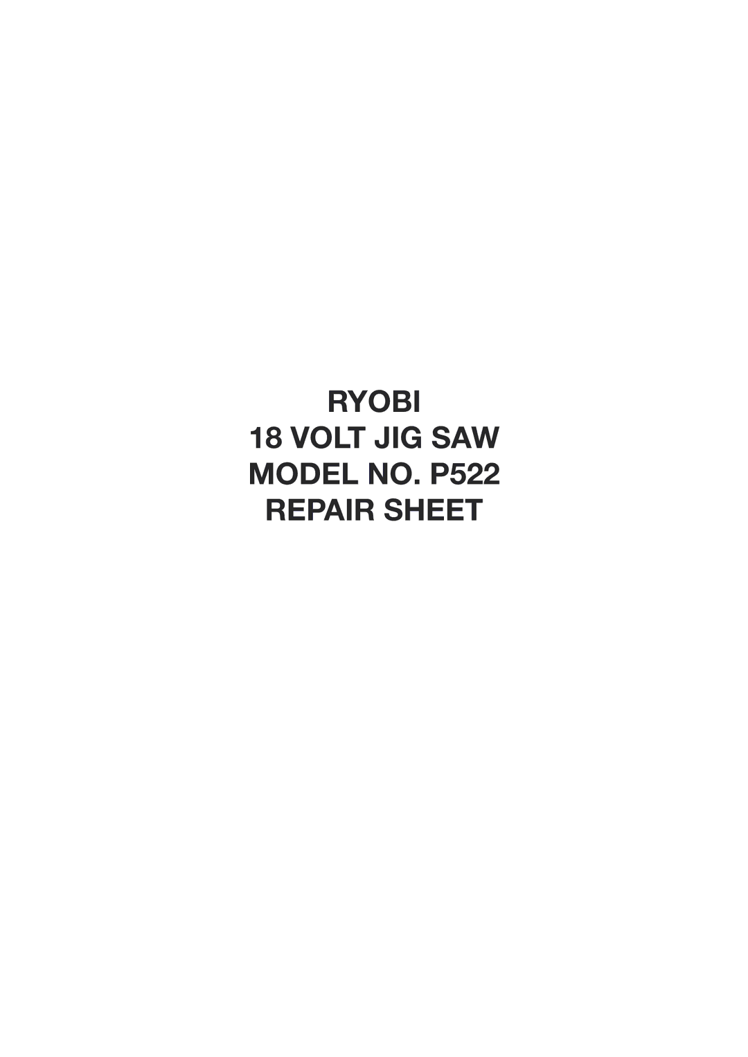 Ryobi P522 manual Ryobi 