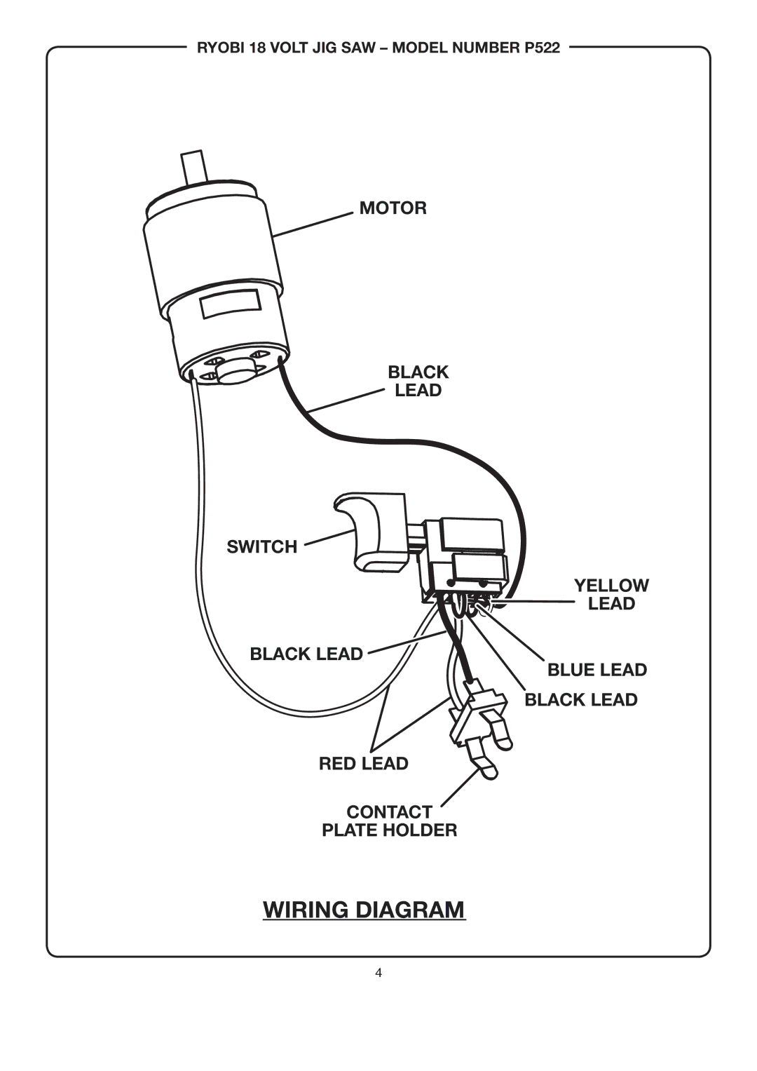 Ryobi P522 manual Wiring Diagram 