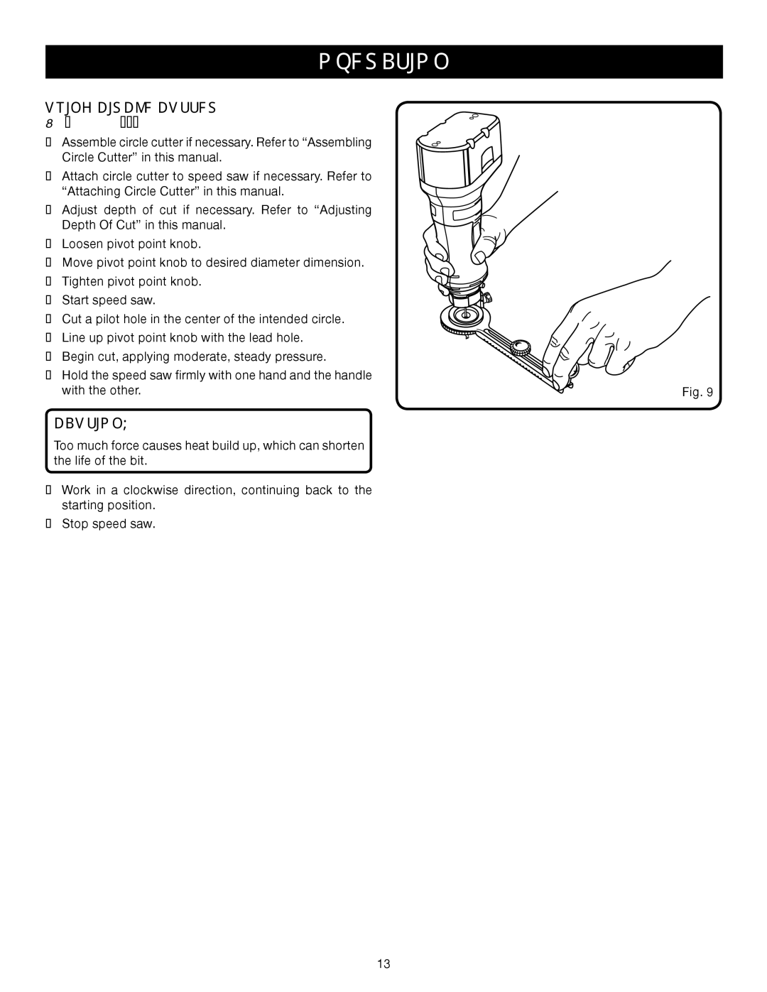 Ryobi P530 manual Using Circle Cutter 