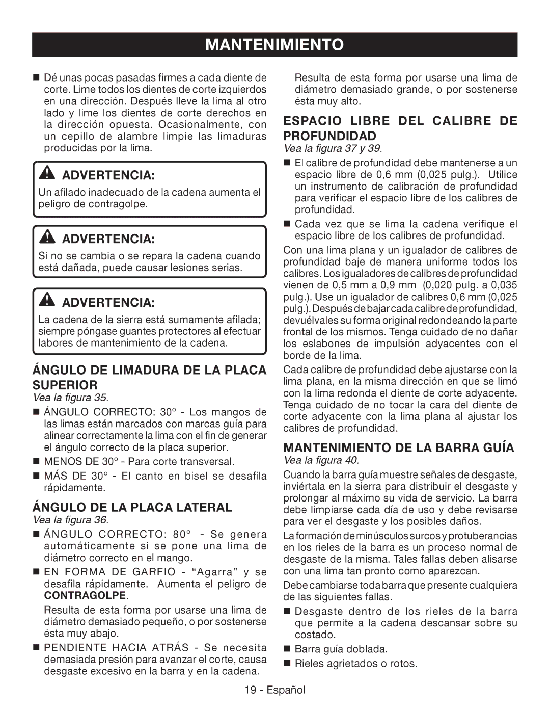 Ryobi P541 Ángulo de limadura de la placa superior, Ángulo de la placa lateral, Espacio libre del calibre de profundidad 