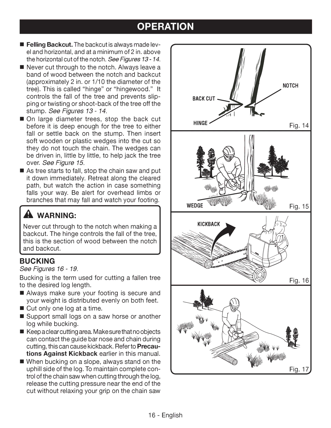 Ryobi P542 manuel dutilisation Bucking, See Figures 16 