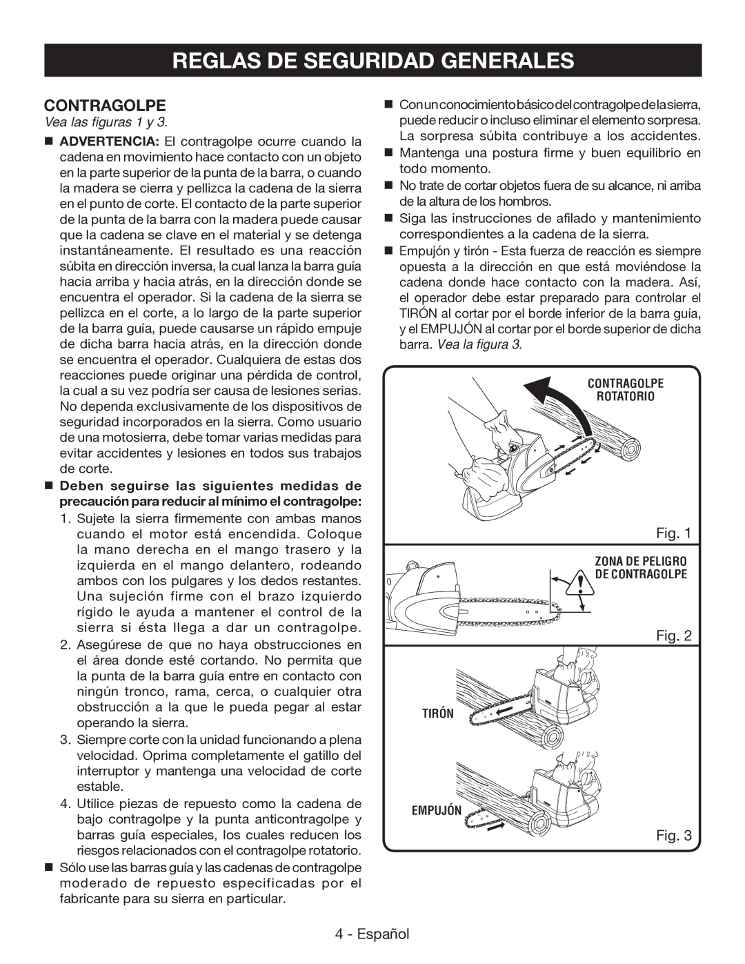 Ryobi P545 manuel dutilisation Contragolpe, Vea las figuras 1 y 