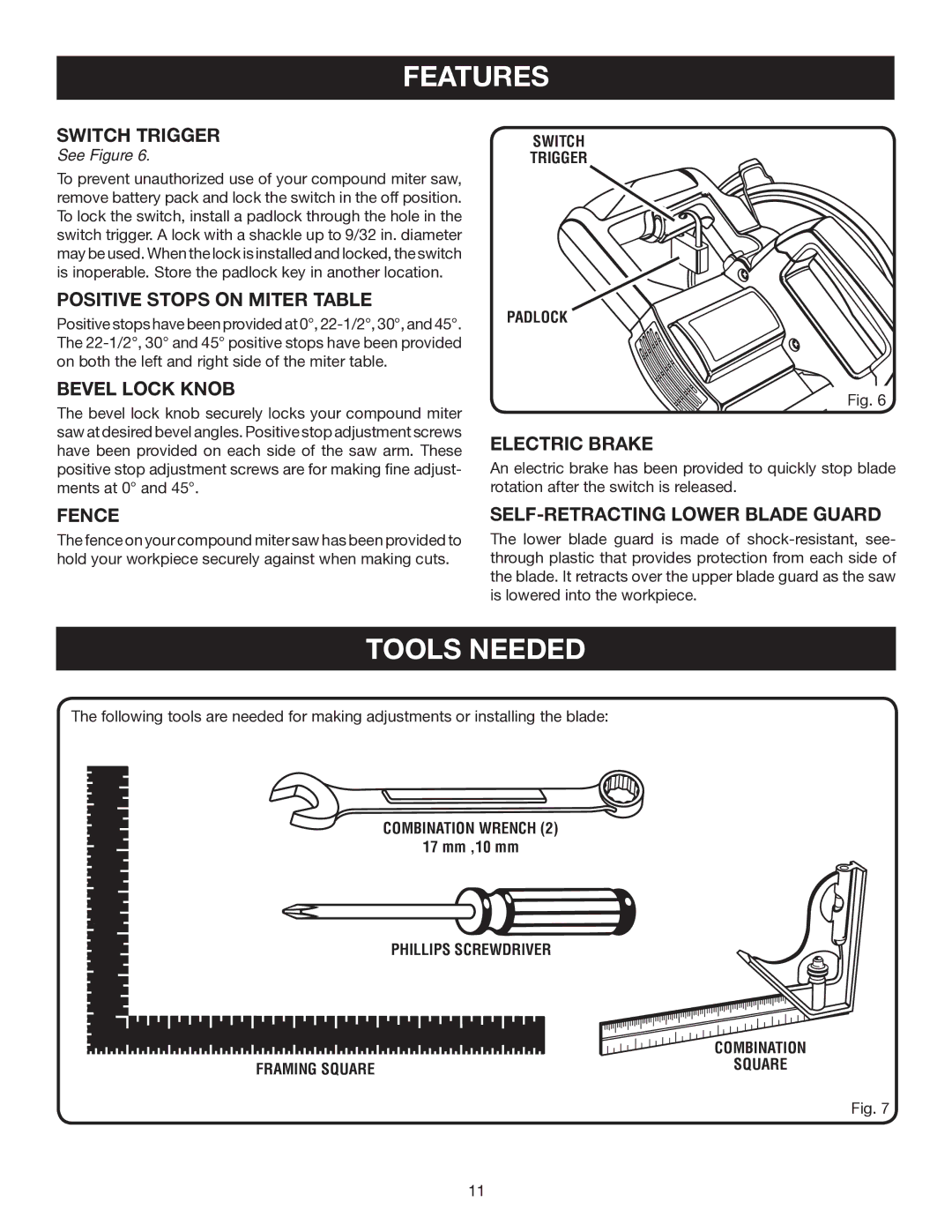 Ryobi P550 manual Tools Needed 