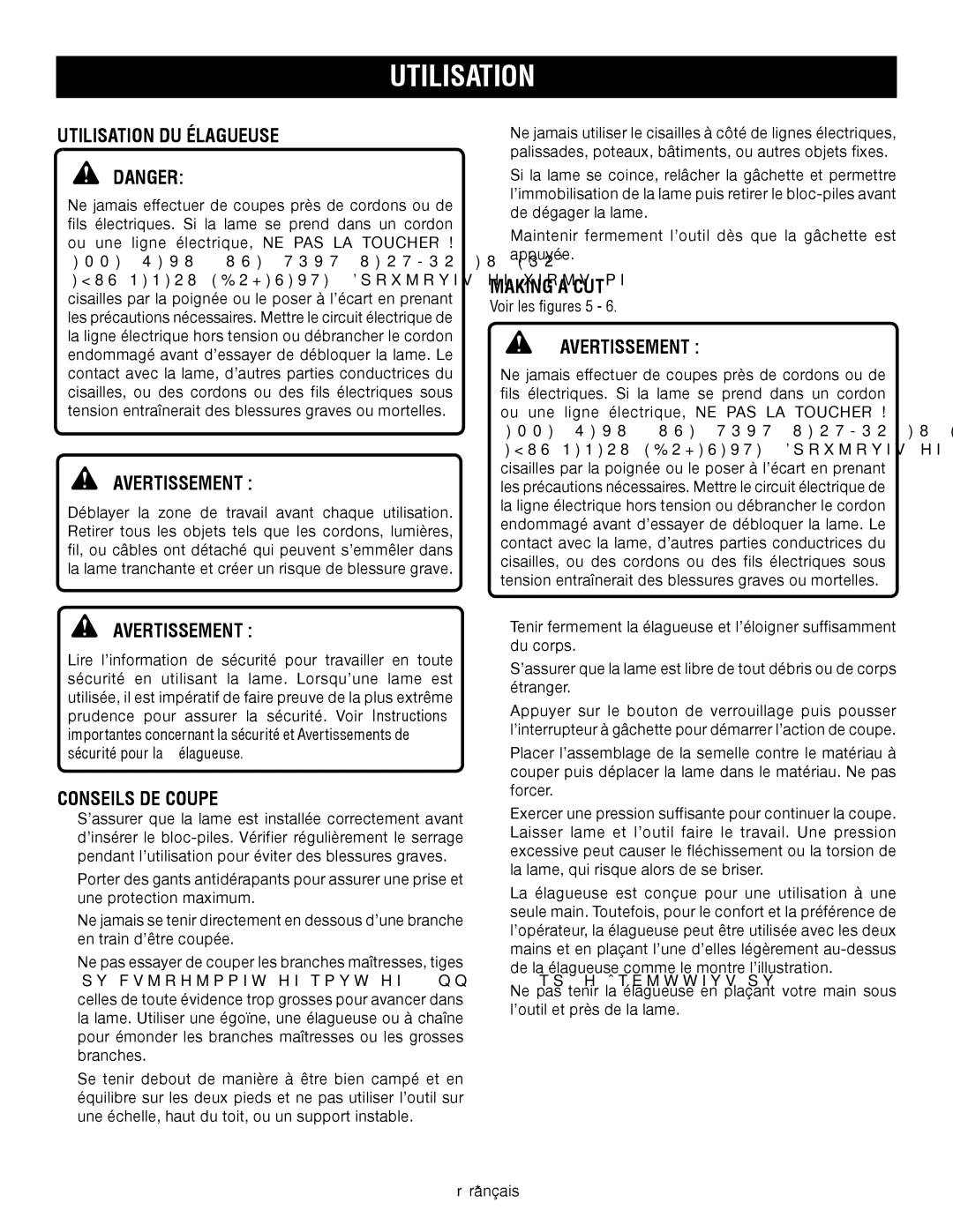 Ryobi P560 manuel dutilisation Utilisation DU Élagueuse, Conseils DE Coupe 