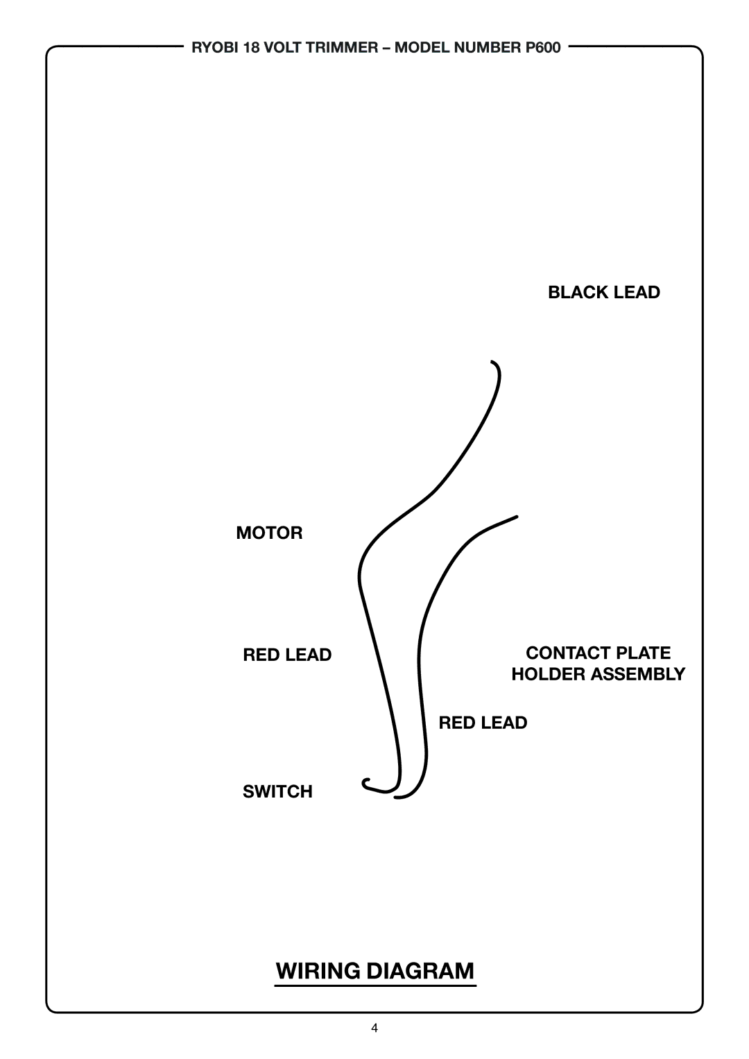 Ryobi P600 manual Wiring Diagram 