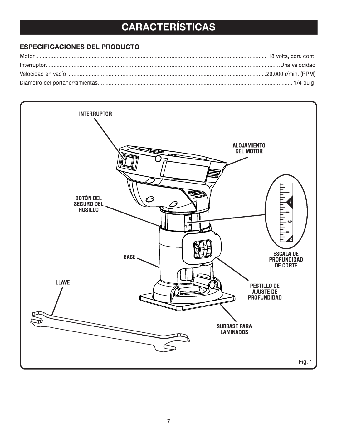 Ryobi P600 manual Características, Especificaciones Del Producto 