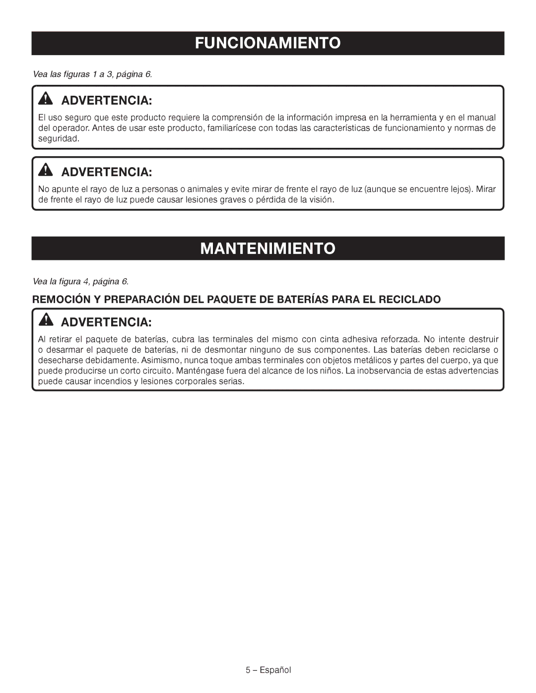 Ryobi P703 manuel dutilisation Funcionamiento, Mantenimiento 