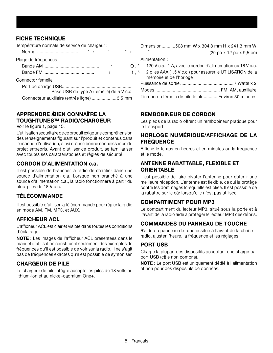 Ryobi p745 manuel dutilisation Caractéristiques 