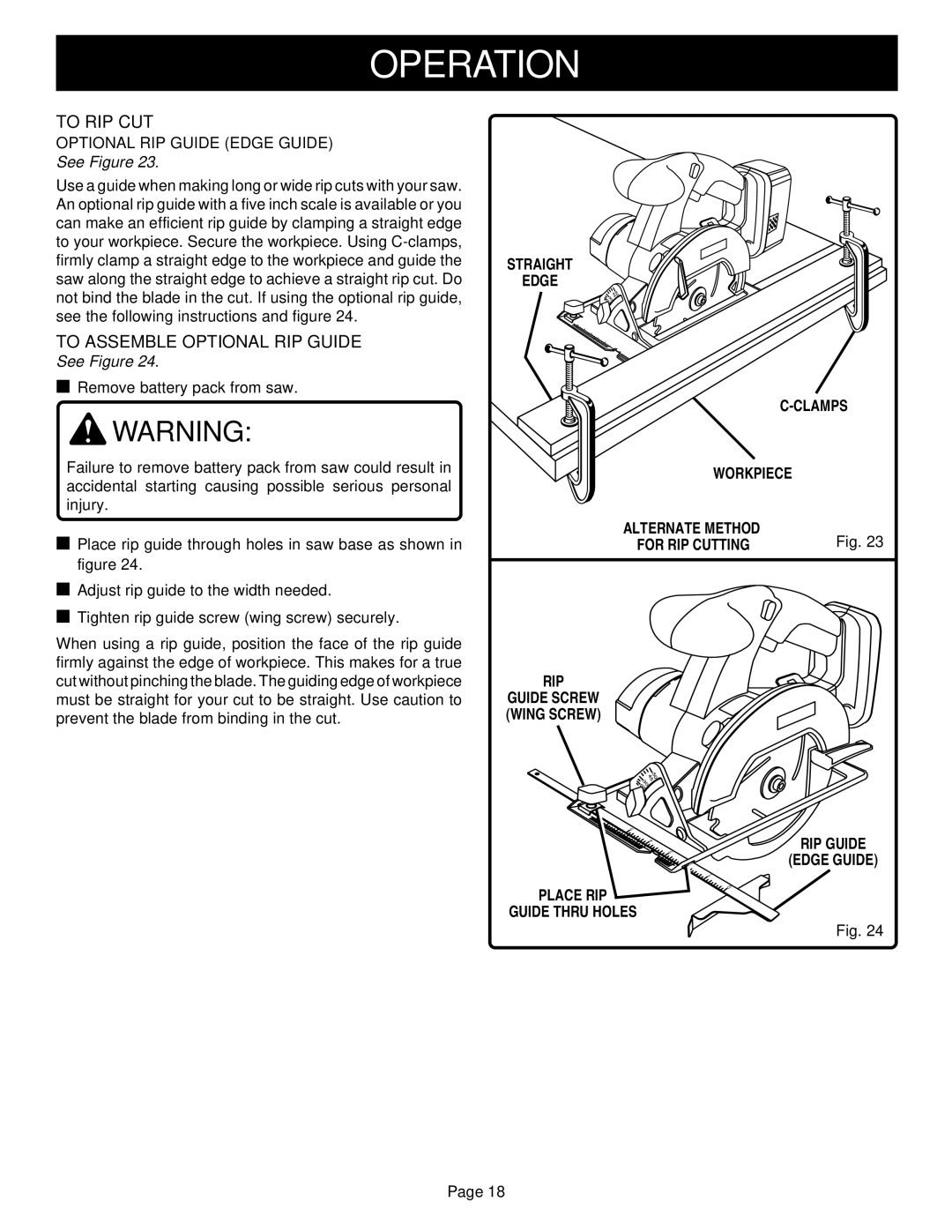 Ryobi R10631 specifications To RIP CUT, To Assemble Optional RIP Guide 