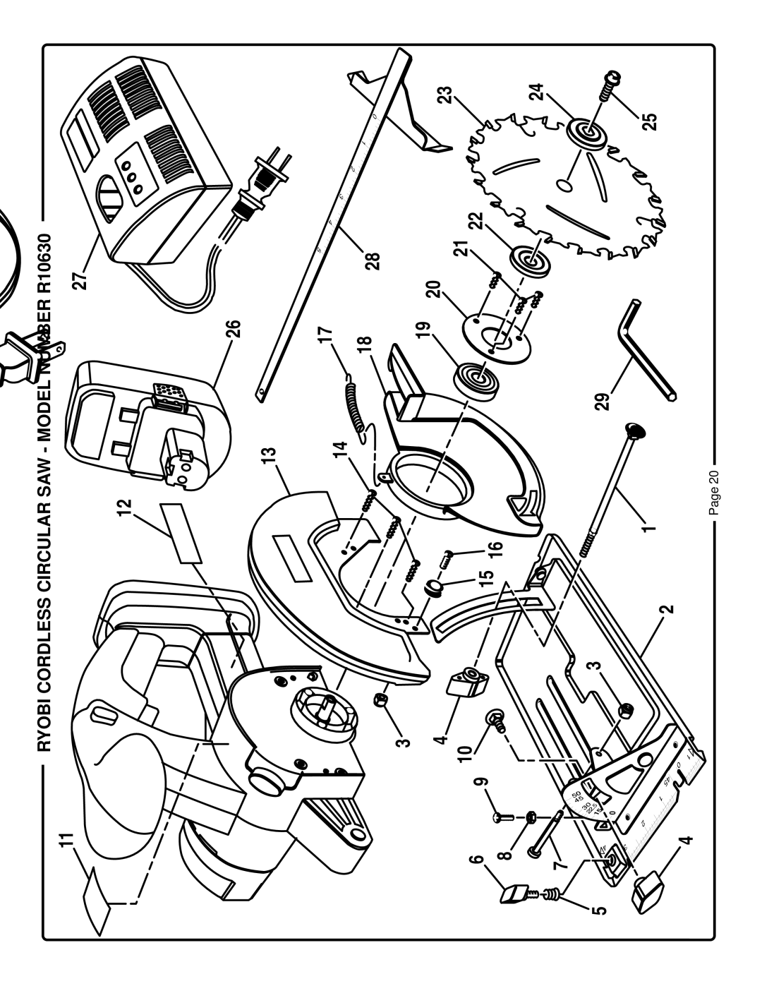 Ryobi R10631 specifications Ryobi Cordless Circular SAW Model Number R10630 