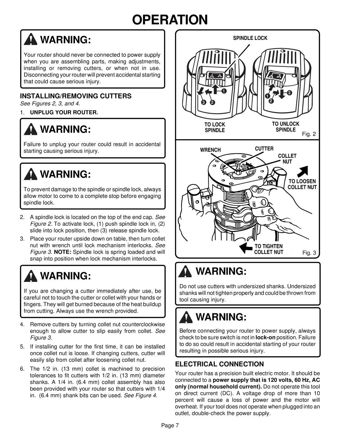 Ryobi R180 specifications INSTALLING/REMOVING Cutters, Electrical Connection 