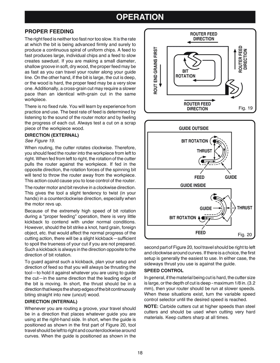 Ryobi RE180PL1 manual Proper Feeding 