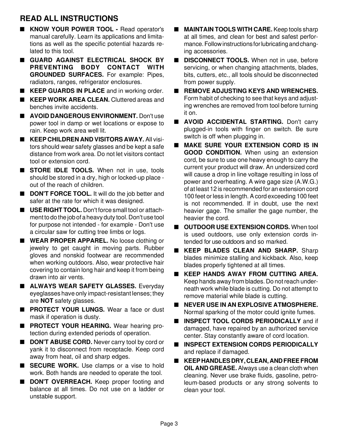 Ryobi RJ150V-02 specifications Read ALL Instructions, Keep Guards in Place and in working order 